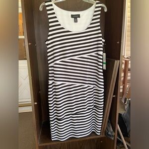 R & M Richards Asymmetrical Tiered  Black and White Dress